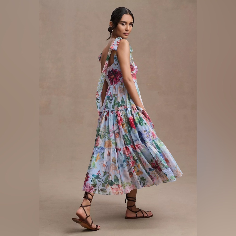 BHLDN Geisha Designs Isabella Tiered Square-Neck A-Line Midi Dress - Picture 2 of 8